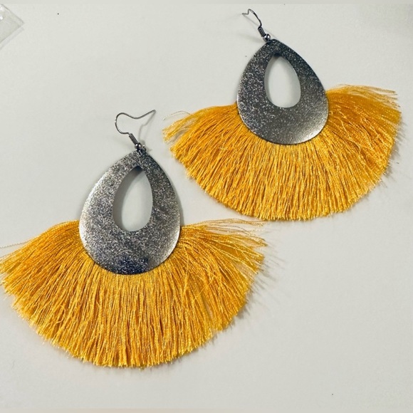 $15 EACH Silver Teardrop Tassel Earrings / Pick Your Color / 7 to Choose From - Picture 6 of 7